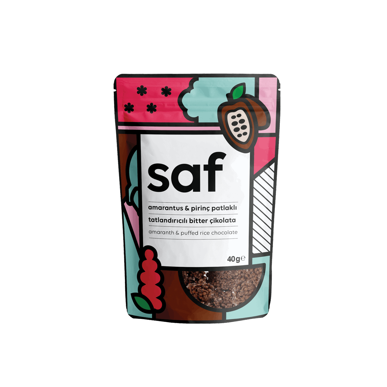 amarantlı & pirinç patlaklı çikolata 40 gr x 12