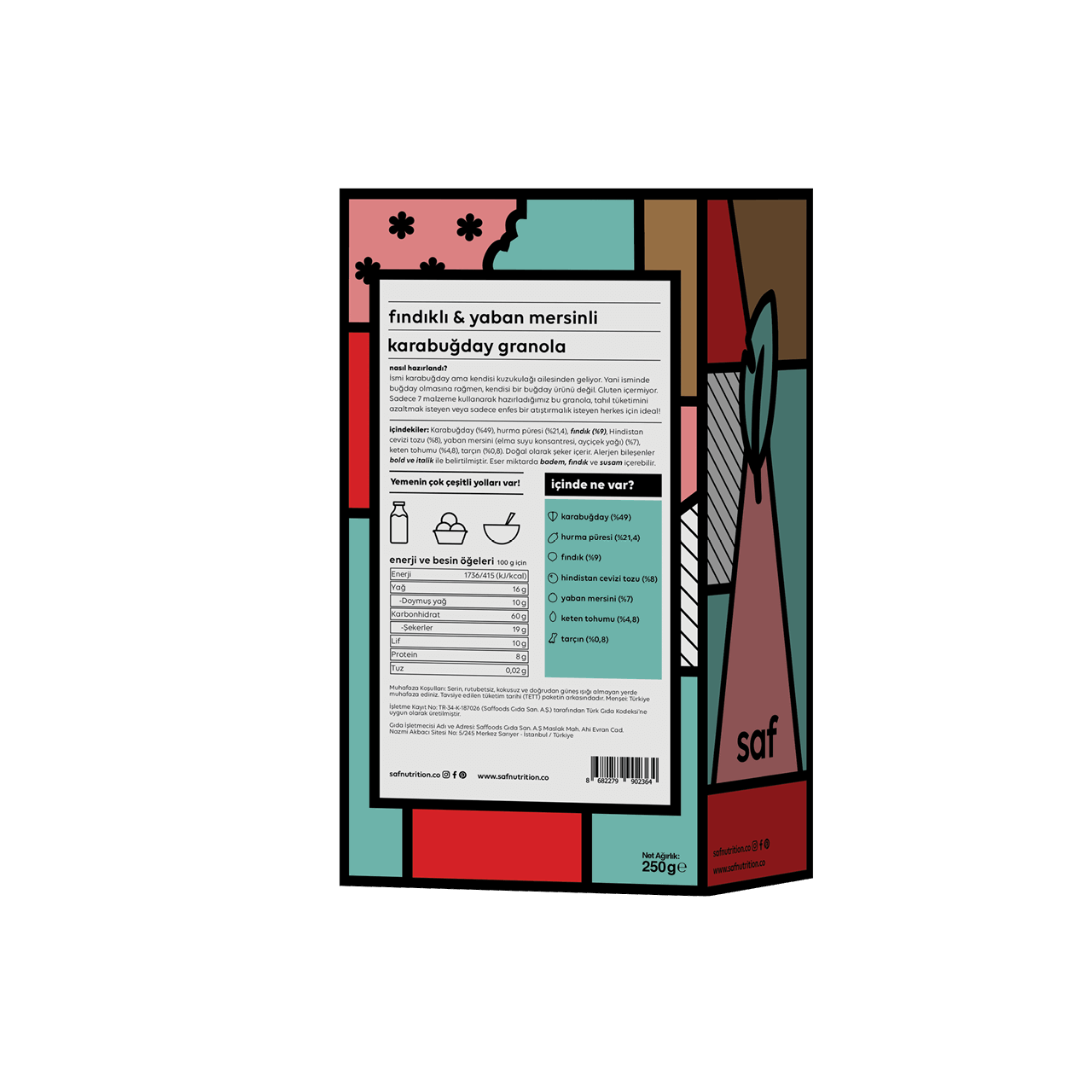 fındık & yaban mersinli karabuğday granola 250 gr