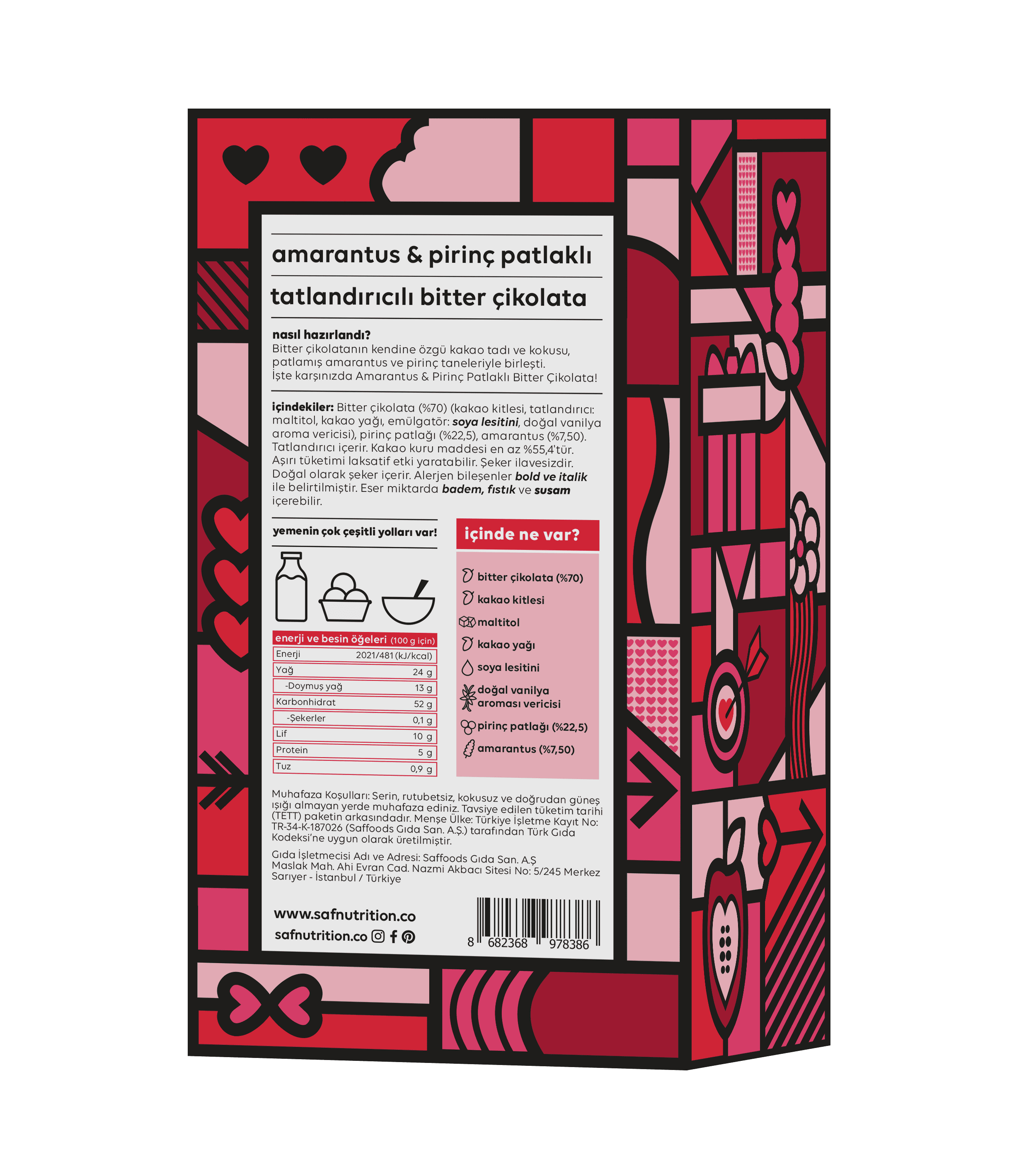 amarantus & pirinç patlaklı çikolata 100 gr