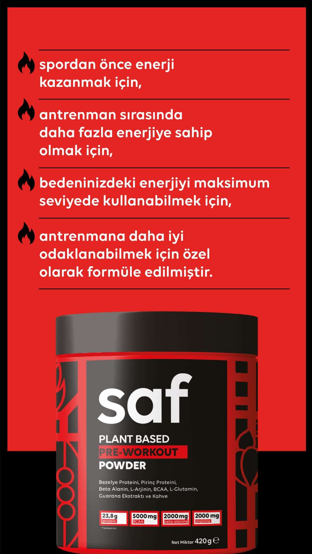 saf athletics pre-workout protein tozu özellikleri