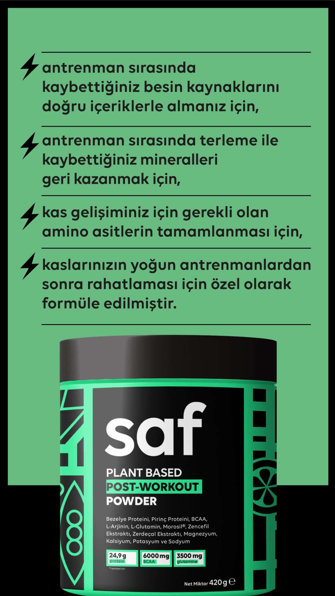 saf athletics post-workout protein tozu özellikleri