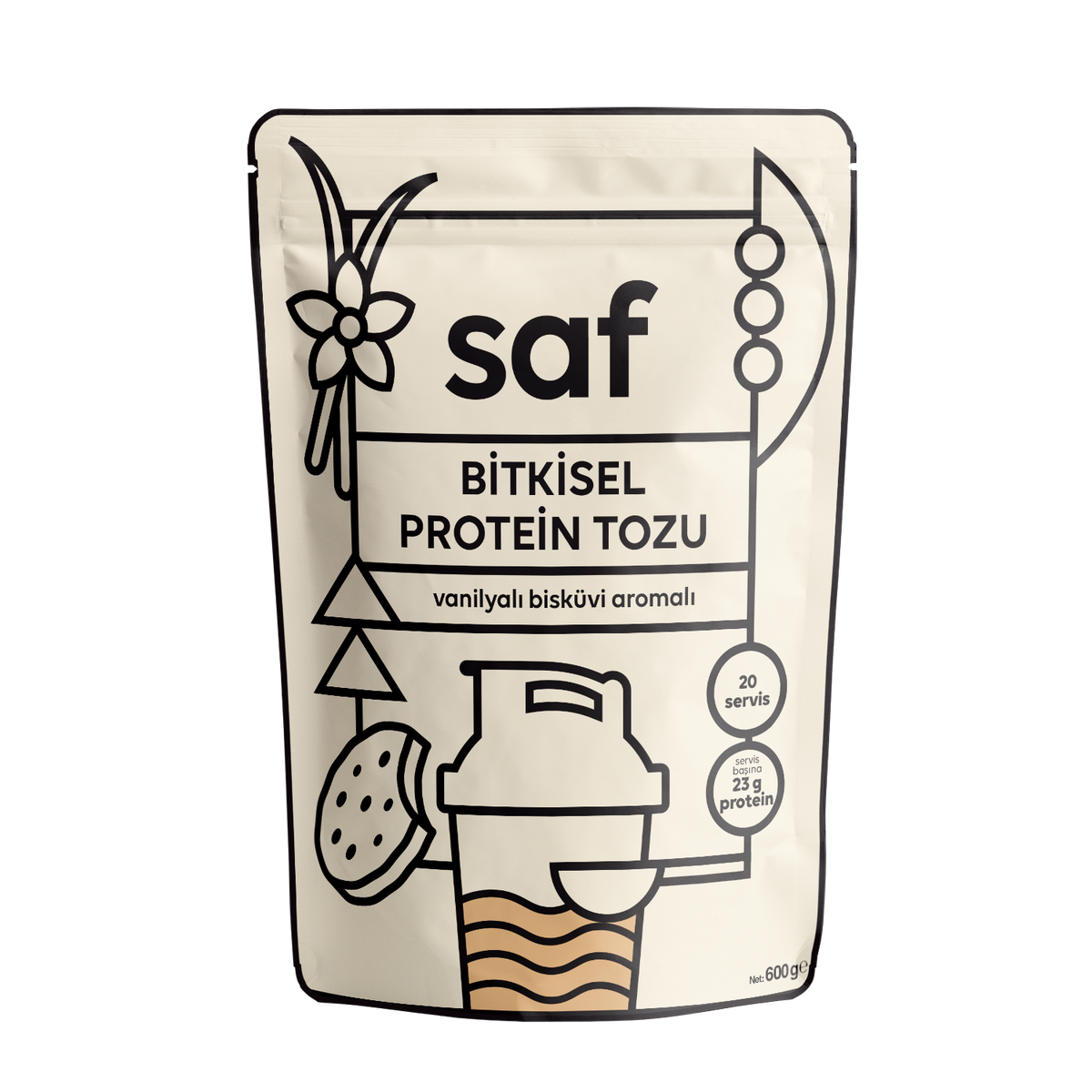 saf Vanilla Biscuit Simple Protein Mix 600 g ambalaj ön yüz