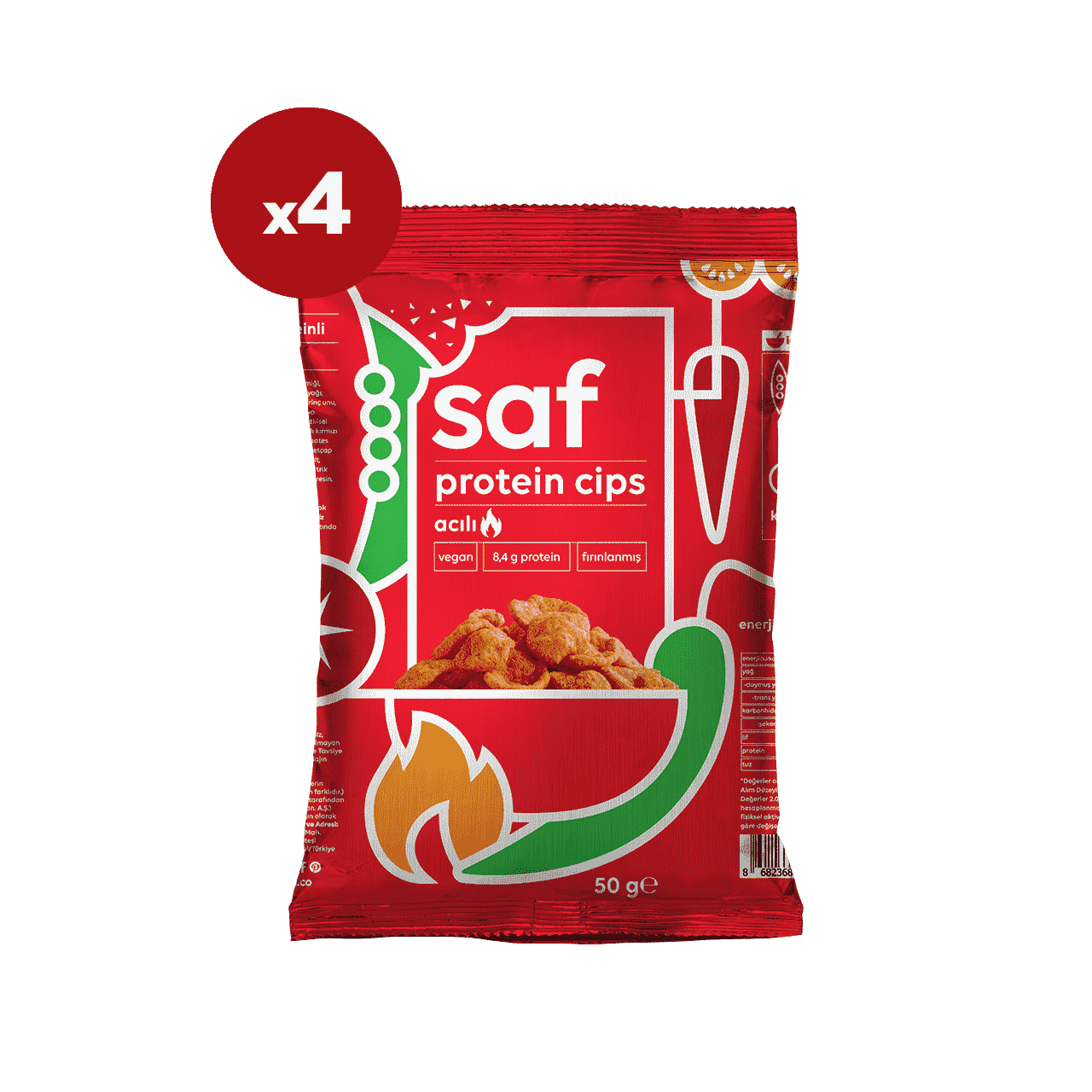 saf nutrition acılı protein cips 50 gr x 4