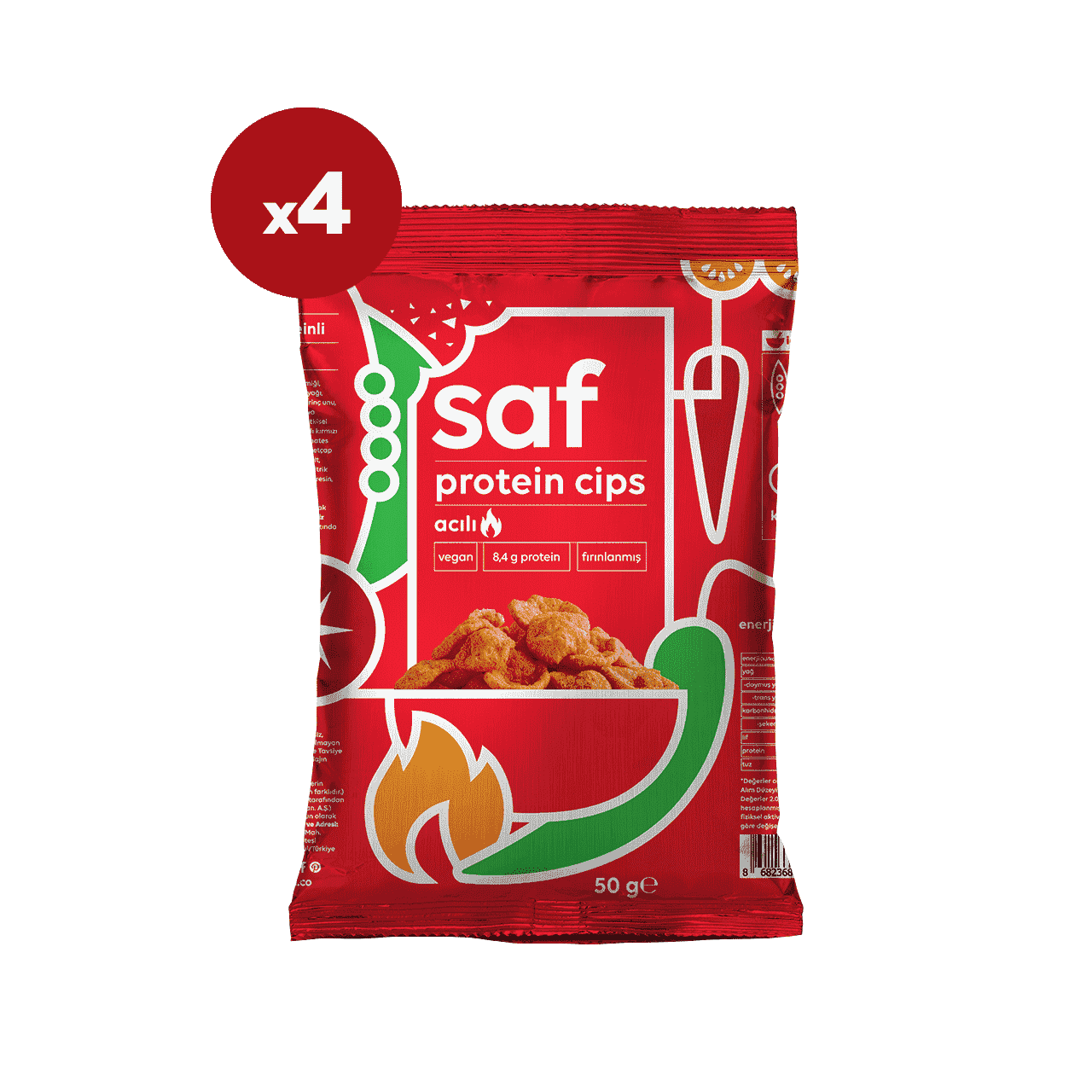 saf nutrition acılı protein cips 50 gr x 4