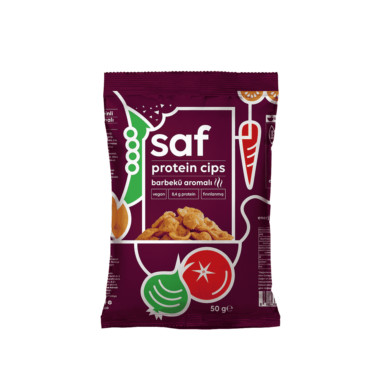 saf barbekü aromalı protein cips 50 gr