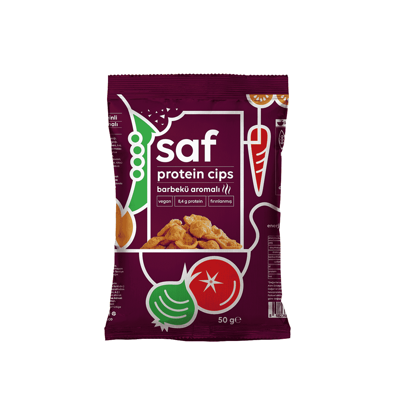 saf barbekü aromalı protein cips 50 gr