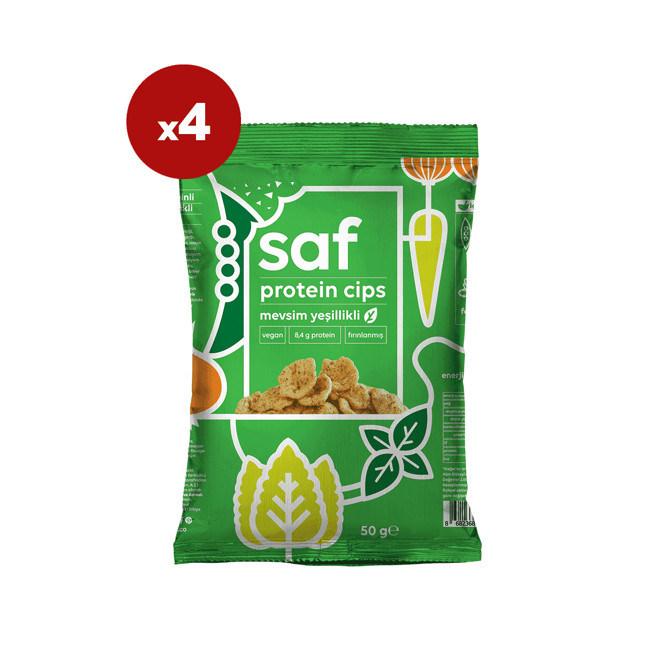 saf mevsim yeşillikli protein cips 50 gr x 4