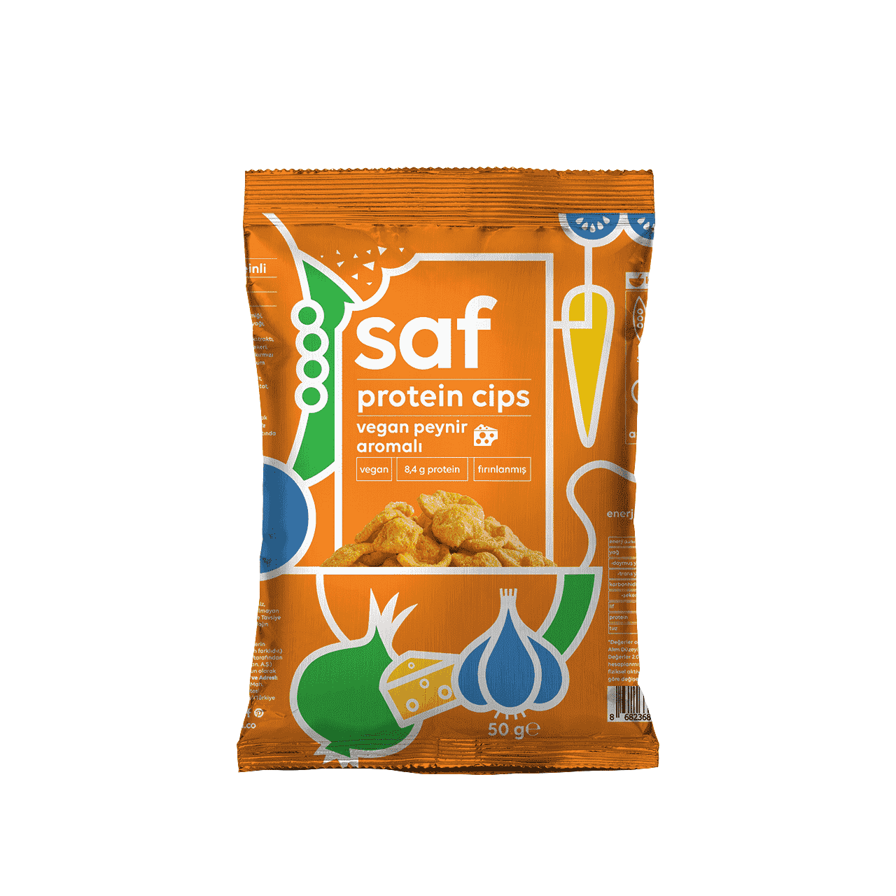 saf vegan peynir aromalı protein cips 50 gr