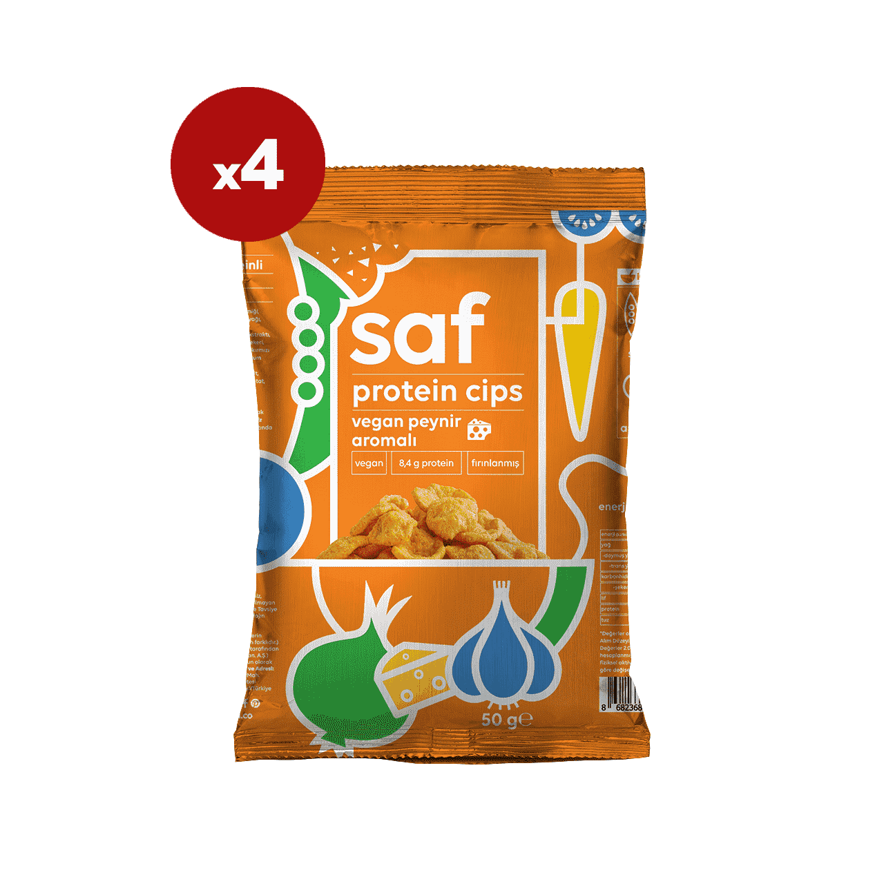 vegan peynir aromalı protein cips 50 gr x 4