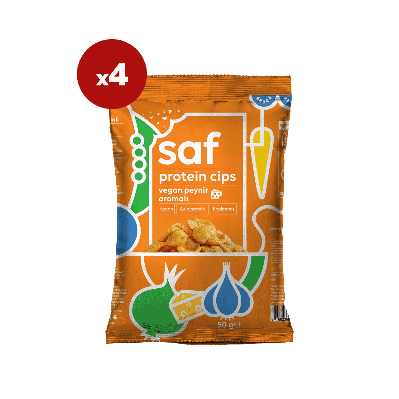 vegan peynir aromalı protein cips 50 gr x 4