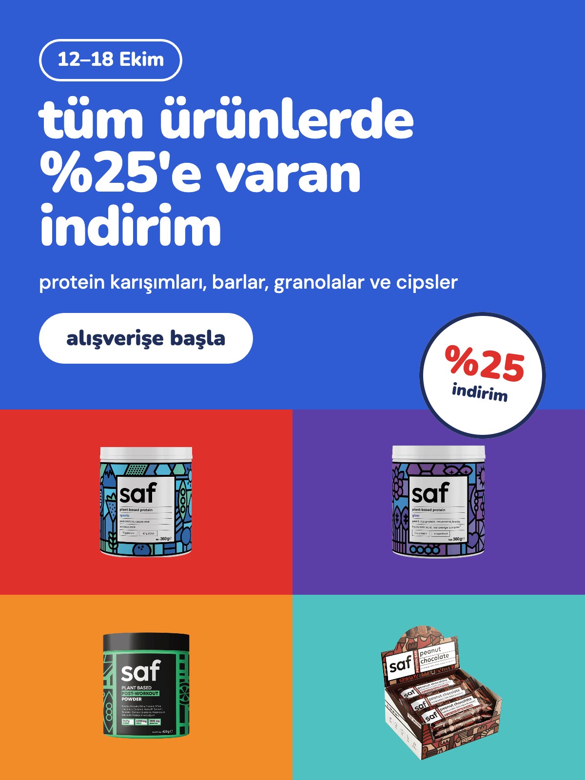 12–18 Ekim: tüm ürünlerde %25'e varan indirim